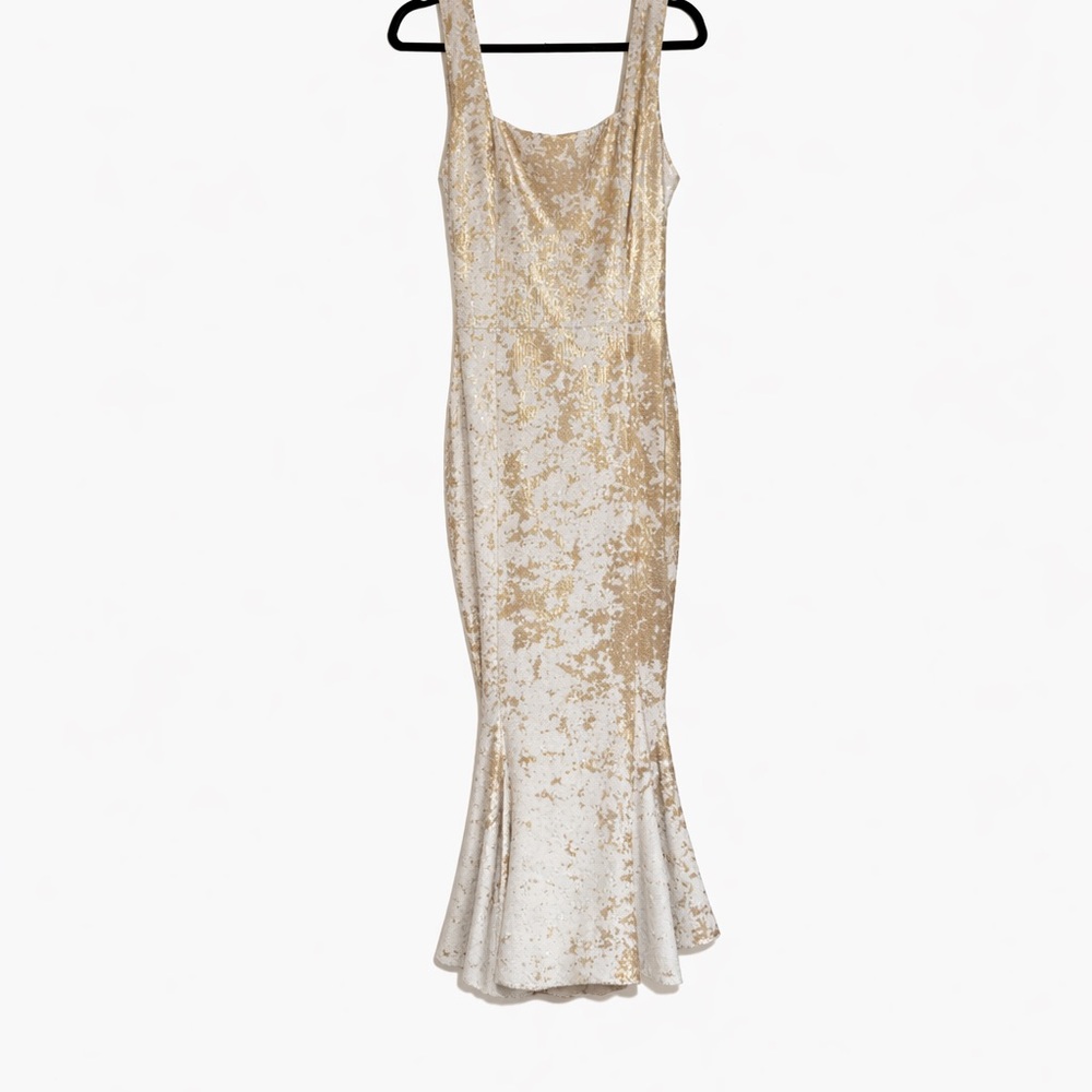 Dress the Population Fiona mermaid dress in white and gold sequin